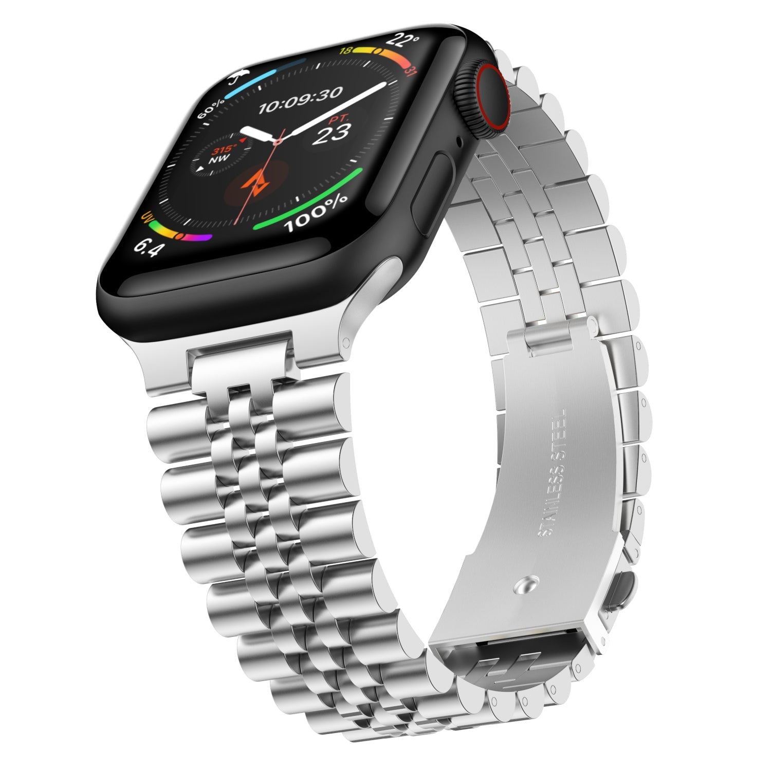 Stainless Steel Link Bracelet Band - The Perth in Silver Small - Compatible with Apple Watch Size 38mm to 41mm-0