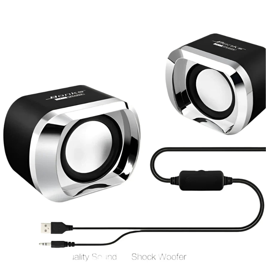 NNEOBA Portable Bass Computer Speakers with Subwoofer (Black)-1