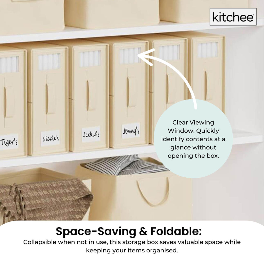 Kitchee 10x Foldable Bed Sheet Storage Box - Linen + Closet Organiser Beige-3