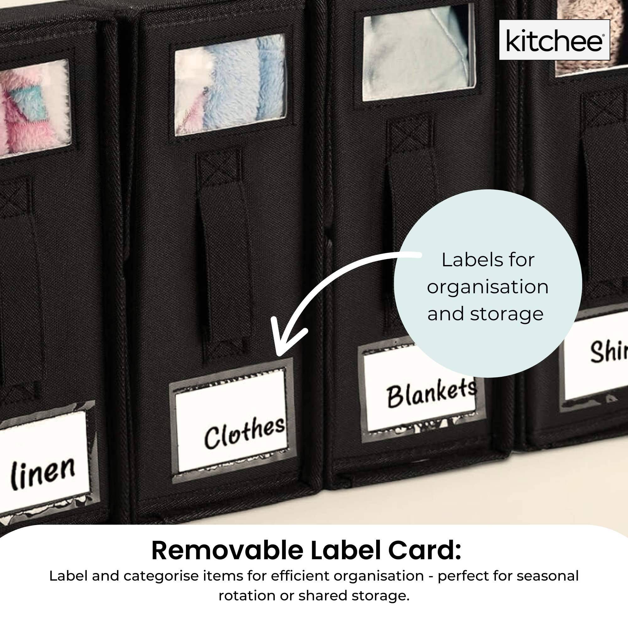 Kitchee 4x Foldable Bed Sheet Storage Box - Linen + Closet Organiser Black-4