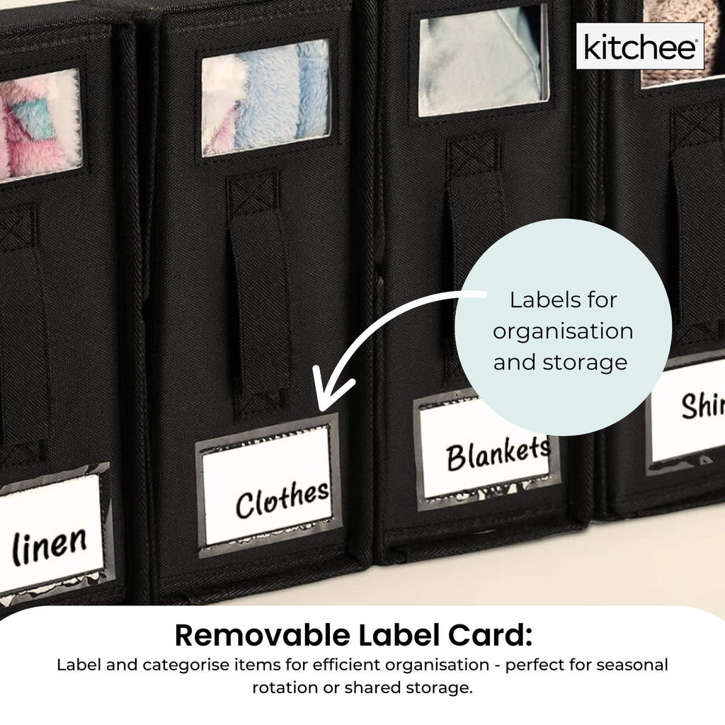 Kitchee Foldable Bed Sheet Storage Box - Linen + Closet Organiser Black-4