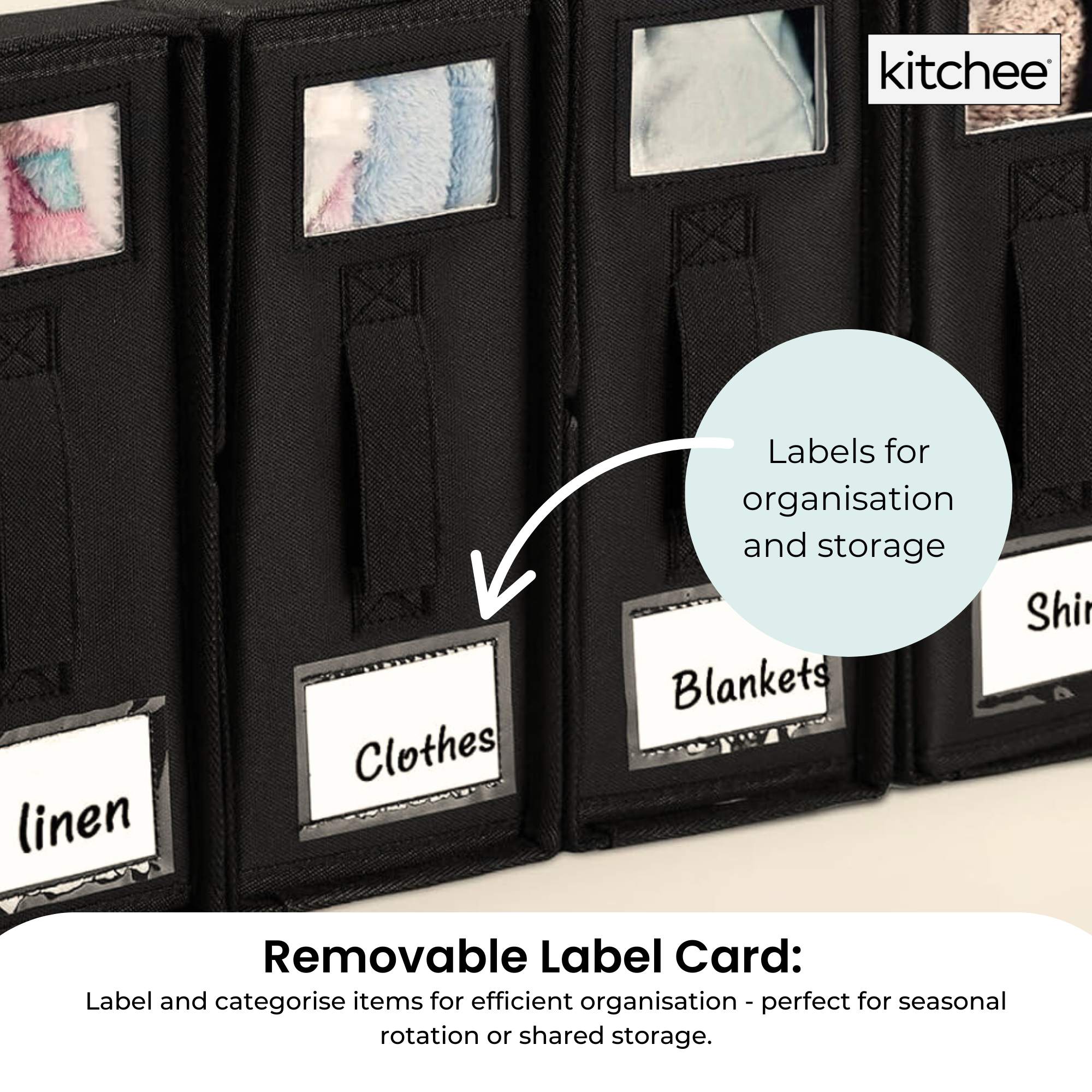 Kitchee Foldable Bed Sheet Storage Box - Linen + Closet Organiser Black-4