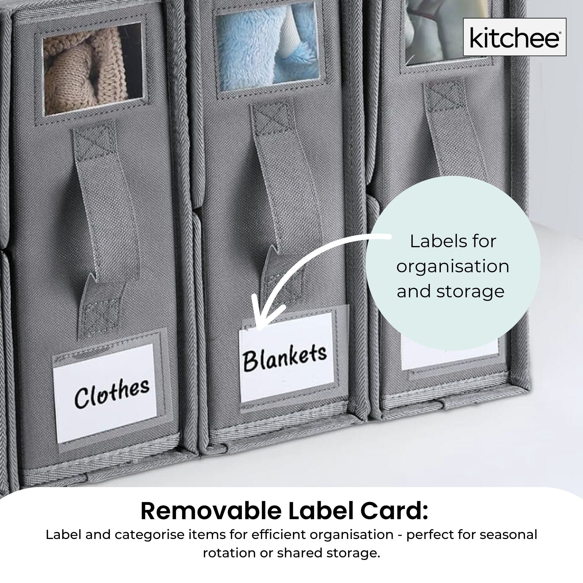 Kitchee Foldable Bed Sheet Storage Box - Linen + Closet Organiser Grey-4