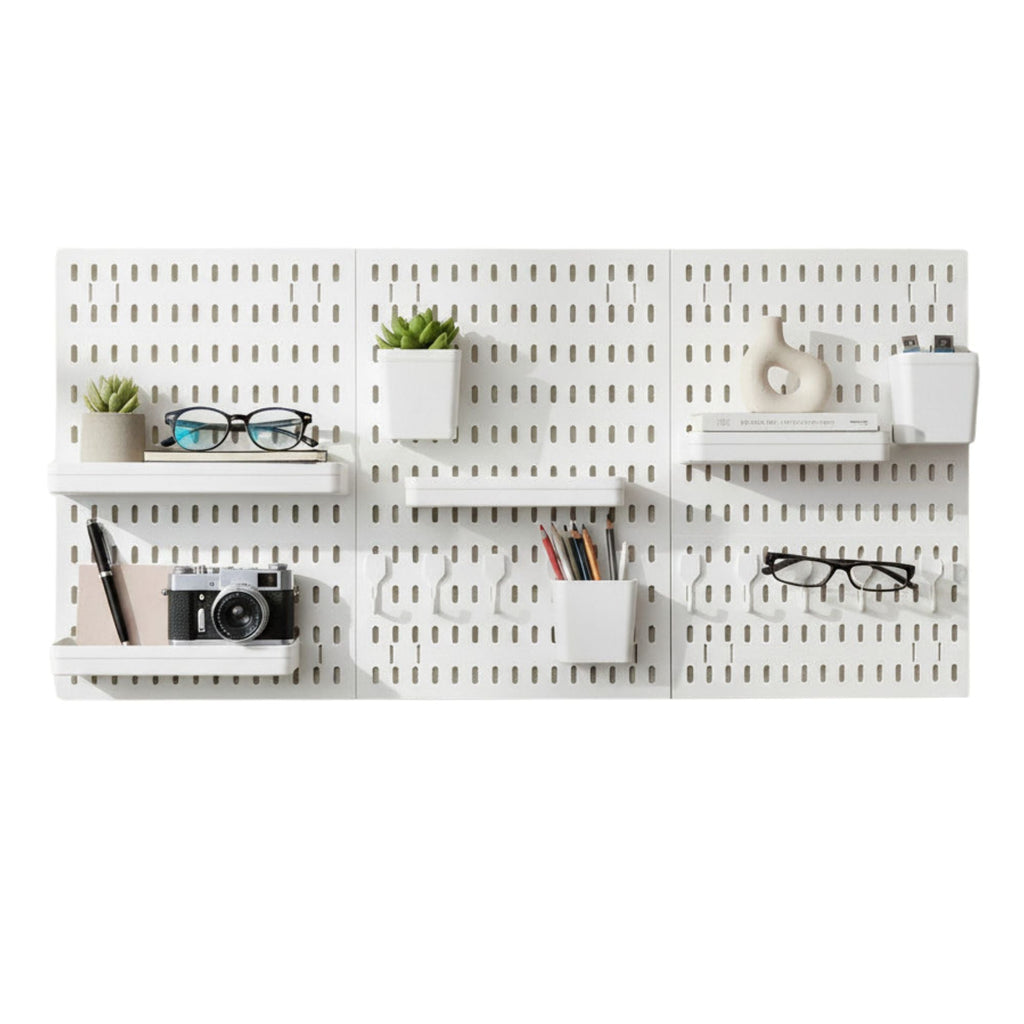 Kitchee Pegboard Wall Organiser Storage Kit 18 with Hooks and Baskets White-0