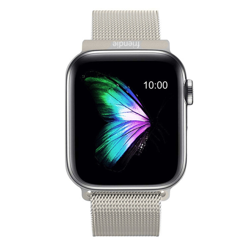 Stainless Steel Link Woven Mesh Infinite Loop Band - The Melbourne in Starlight - Compatible with Apple Watch Size 38mm to 41mm-0