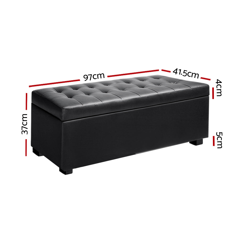 NNEDSZ  Leather Storage Ottoman - Black-1