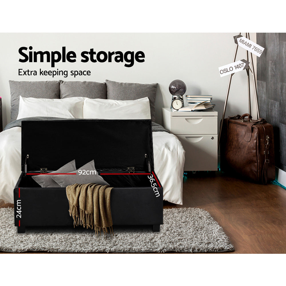 NNEDSZ  Leather Storage Ottoman - Black-4