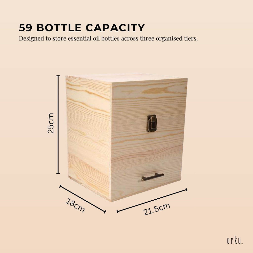 Orku 59 Essential Oil Bottle Storage Box - Wooden 3 Tier Aromatherapy Organiser-2