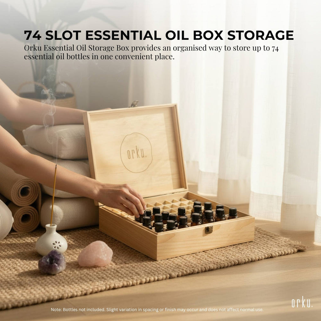 Orku 74 Essential Oil Bottle Storage Box Wooden Organiser Aromatherapy Case-1