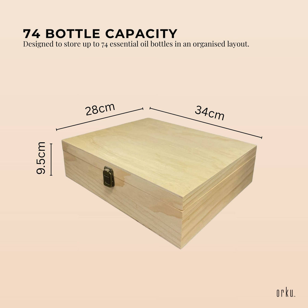 Orku 74 Essential Oil Bottle Storage Box Wooden Organiser Aromatherapy Case-2