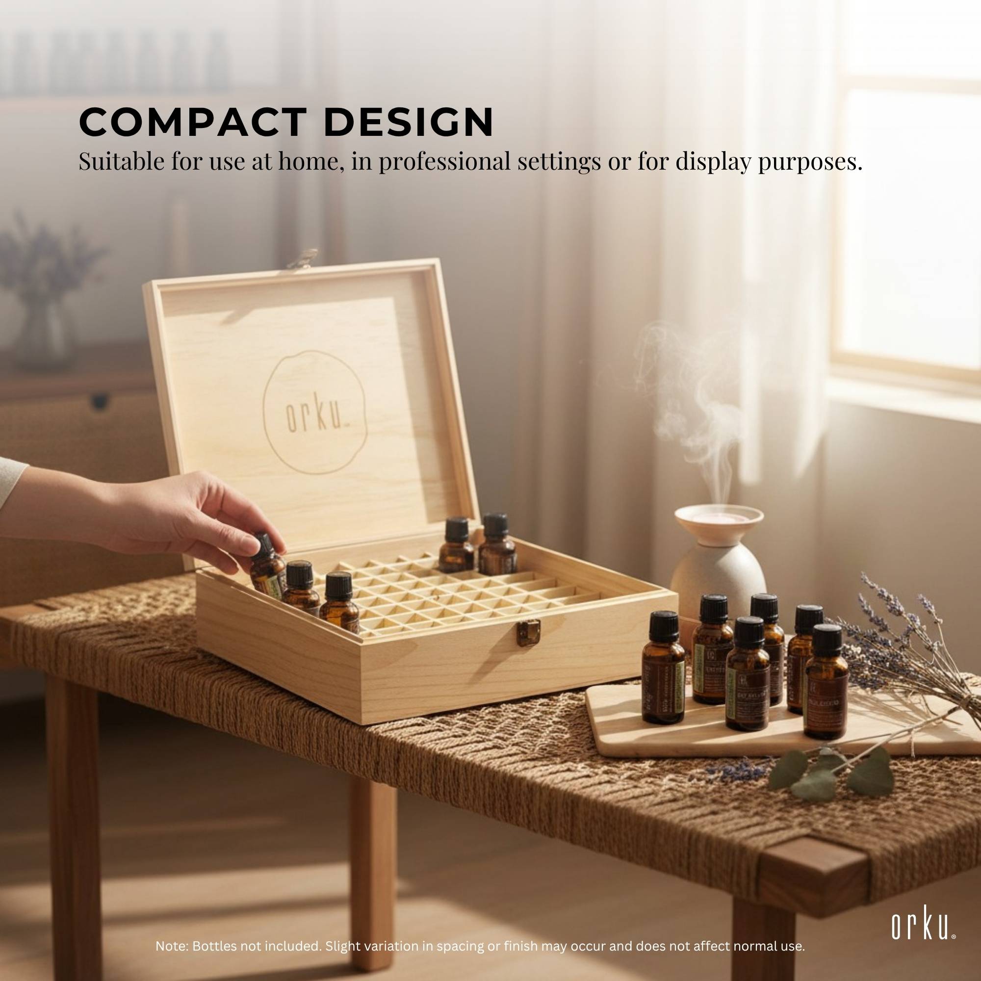 Orku 74 Essential Oil Bottle Storage Box Wooden Organiser Aromatherapy Case-3