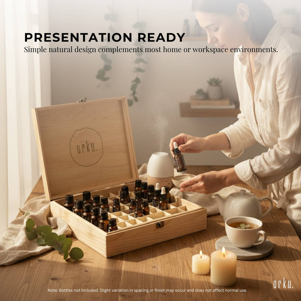 Orku 74 Essential Oil Bottle Storage Box Wooden Organiser Aromatherapy Case-4