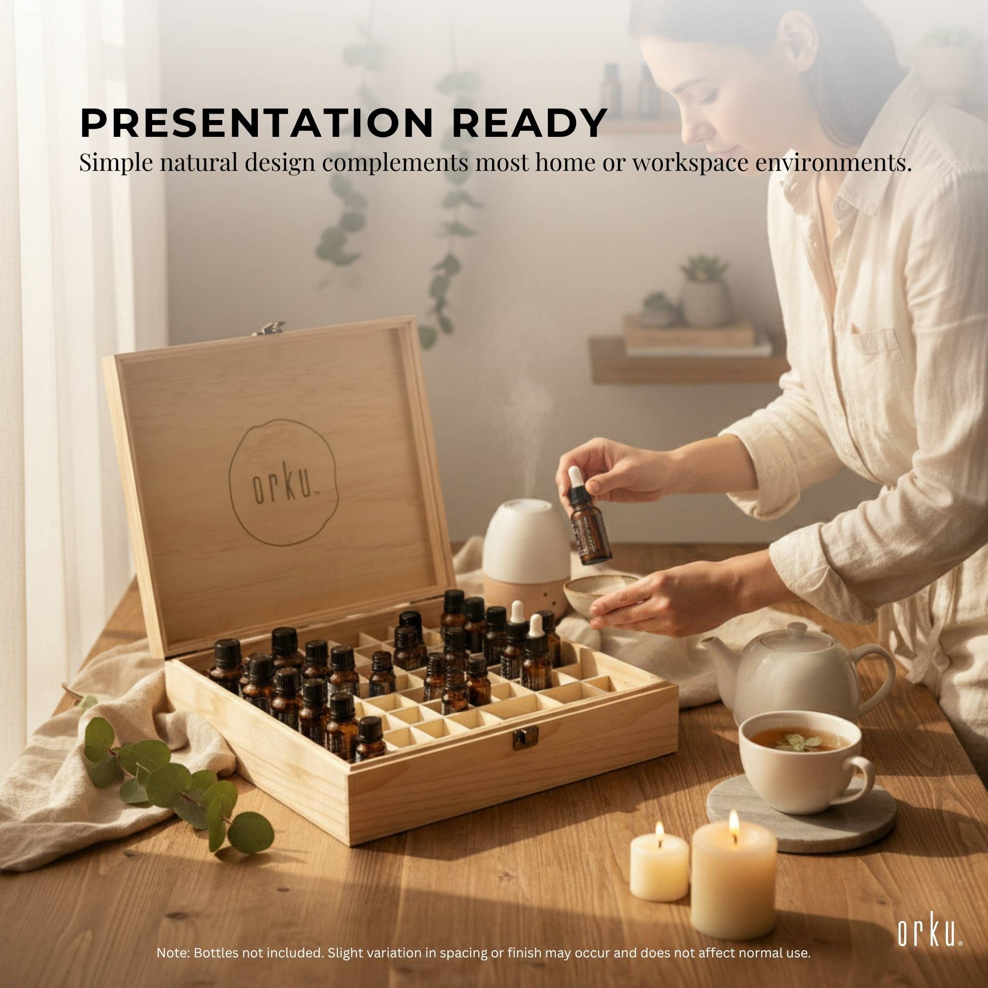 Orku 74 Essential Oil Bottle Storage Box Wooden Organiser Aromatherapy Case-4