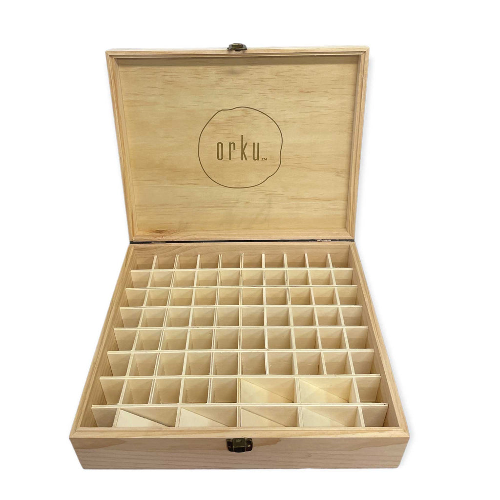 Orku 74 Essential Oil Bottle Storage Box Wooden Organiser Aromatherapy Case-0
