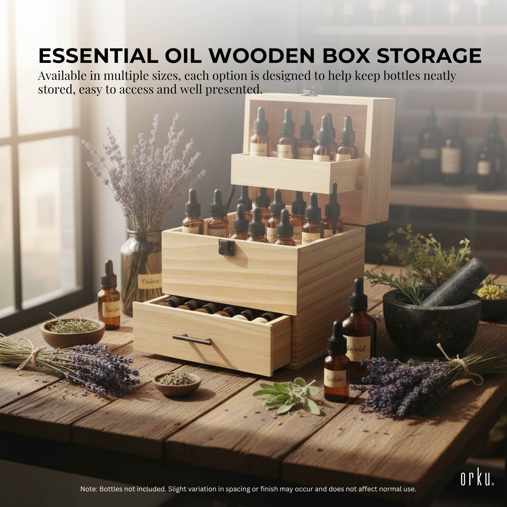 Orku Essential Oil Storage Box Range - 59 or 74 Aromatherapy Bottle Organisers-1