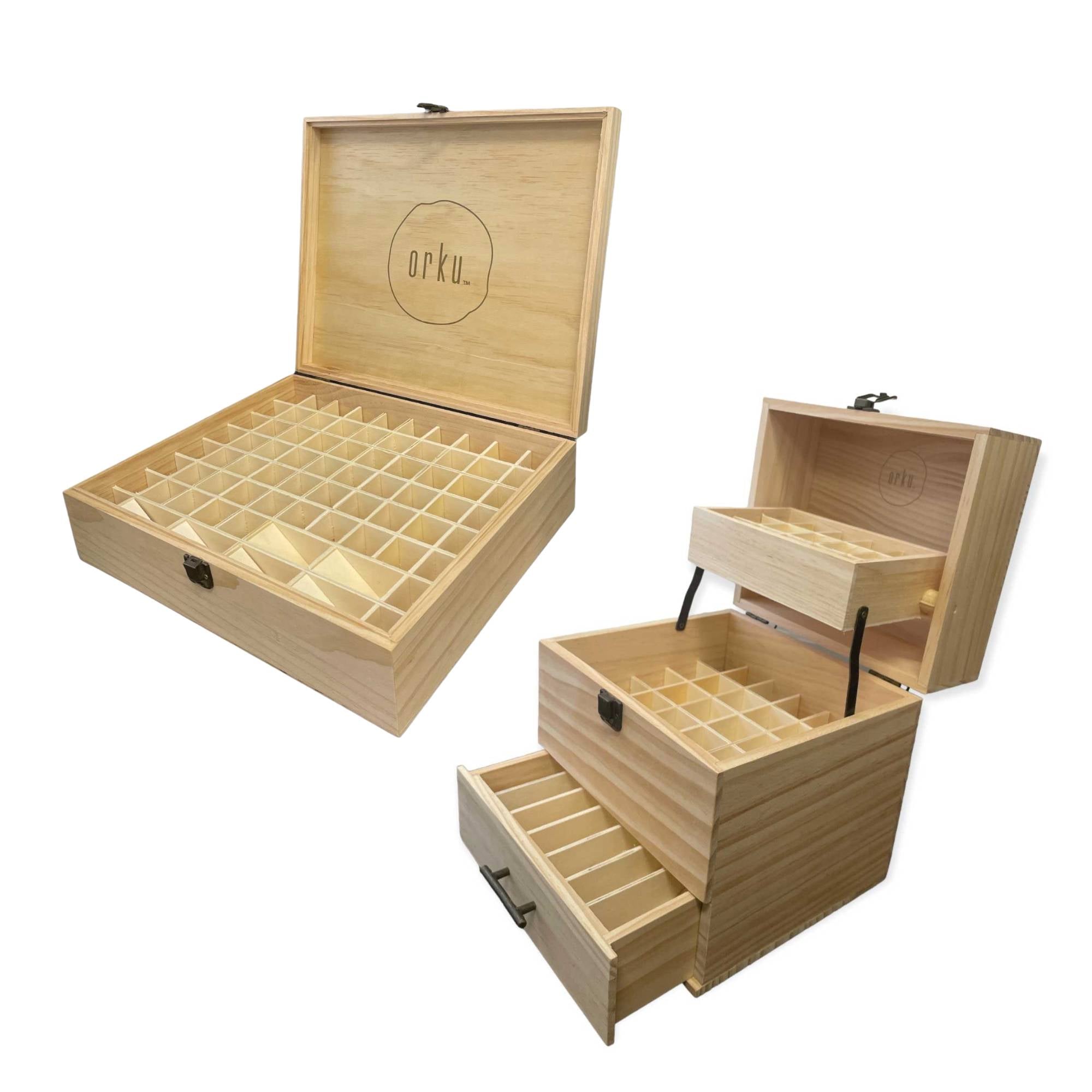 Orku Essential Oil Storage Box Range - 59 or 74 Aromatherapy Bottle Organisers-0