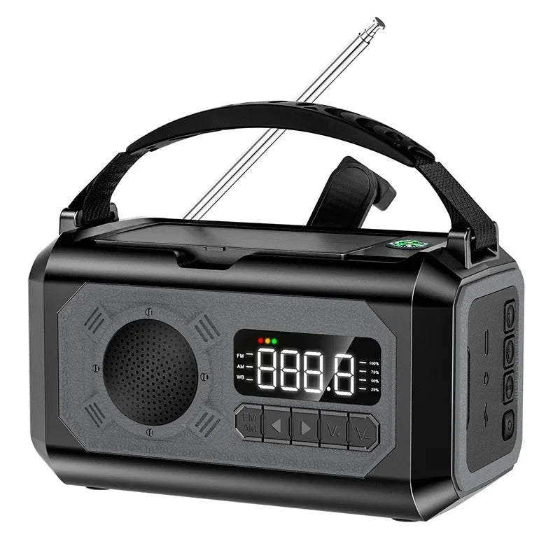 NNEOBA Solar Hand Crank Emergency Radio Grey-0
