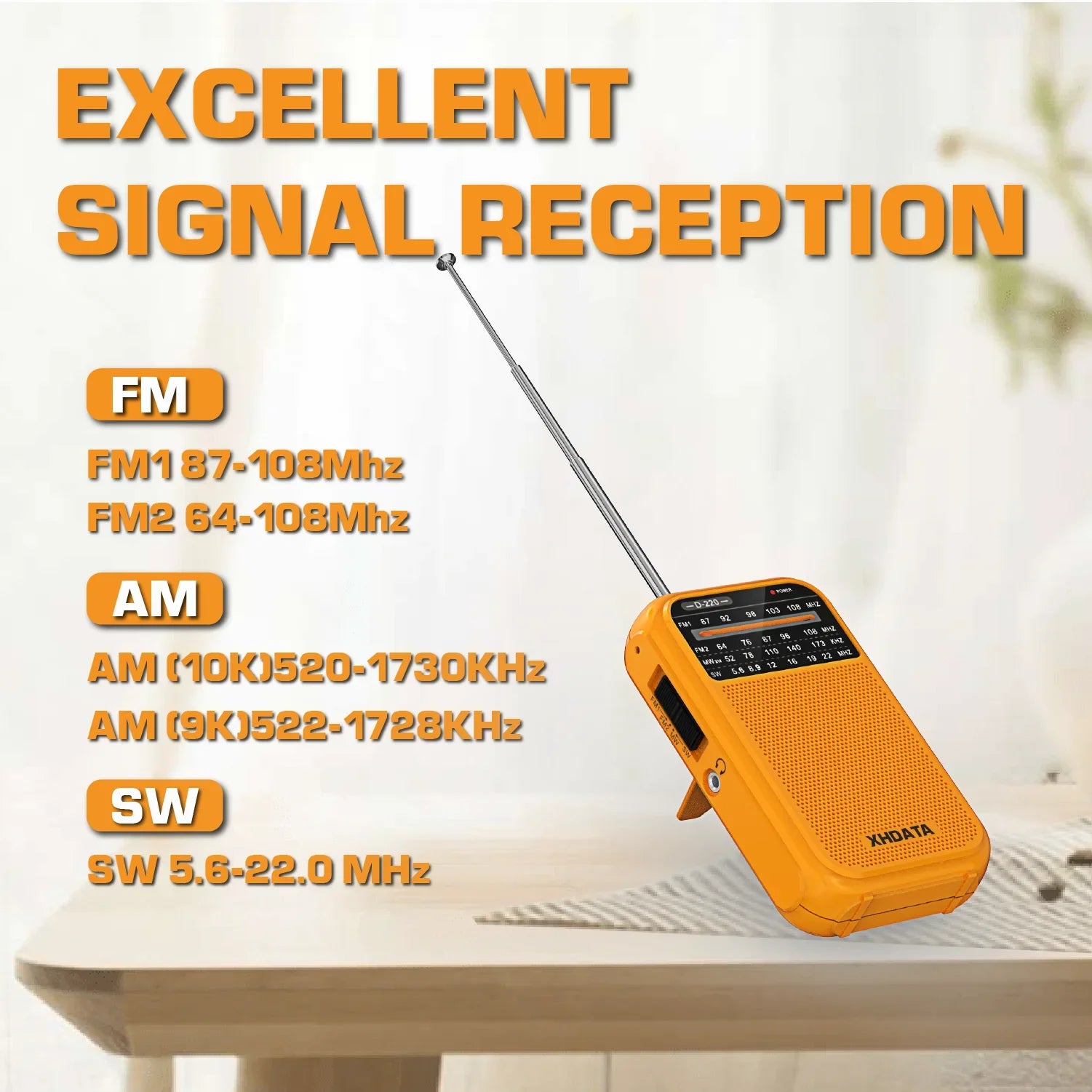 NNEOBA Vintage Retro Portable Radio Yellow-1