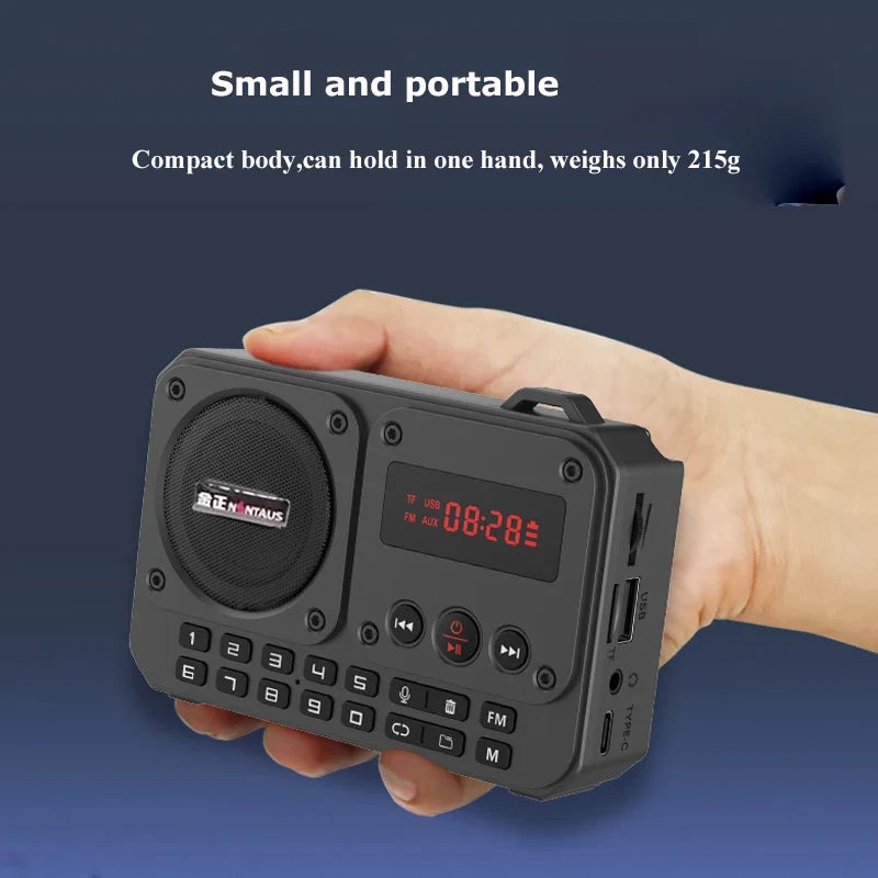 NNEOBA Mini Portable FM Radio Bluetooth Speaker Grey-2