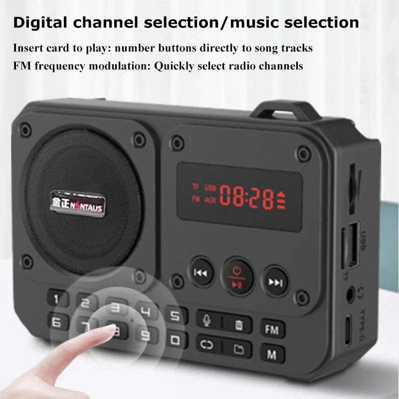 NNEOBA Mini Portable FM Radio Bluetooth Speaker Grey-4