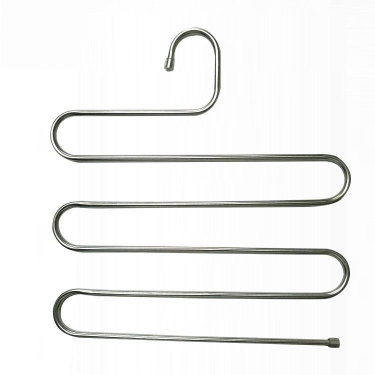 NNEOBA 5 layers Stainless Steel Clothes Hangers S Shape Pants Storage Hangers Clothes Storage Rack Multilayer Storage Cloth Hanger-1