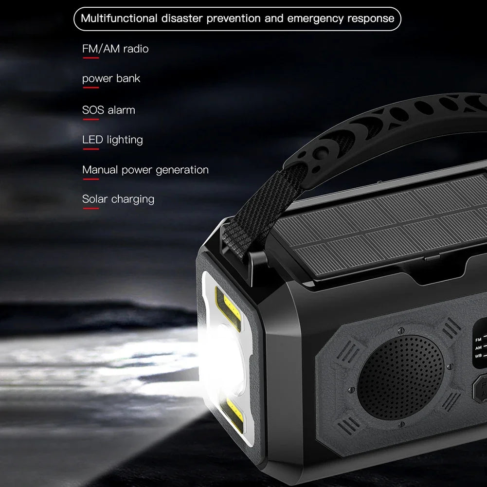NNEOBA Solar Hand Crank Emergency Radio Grey-2