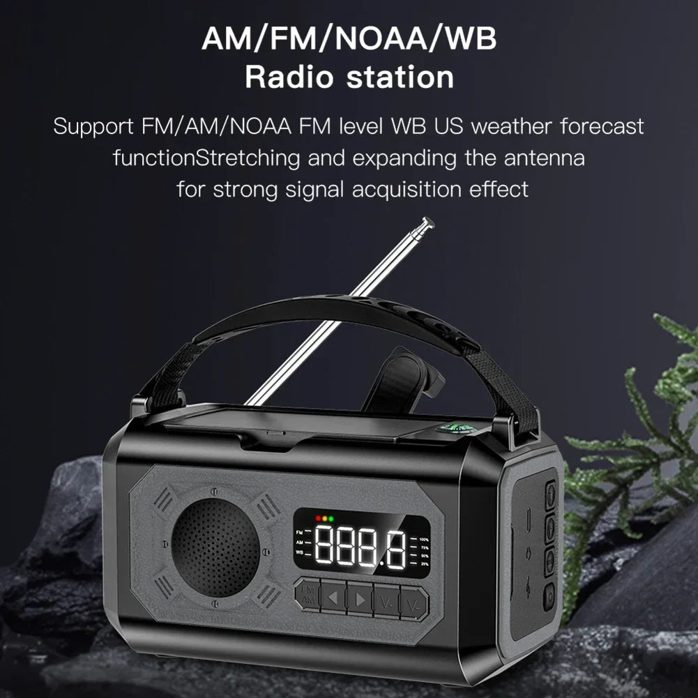 NNEOBA Solar Hand Crank Emergency Radio Grey-3