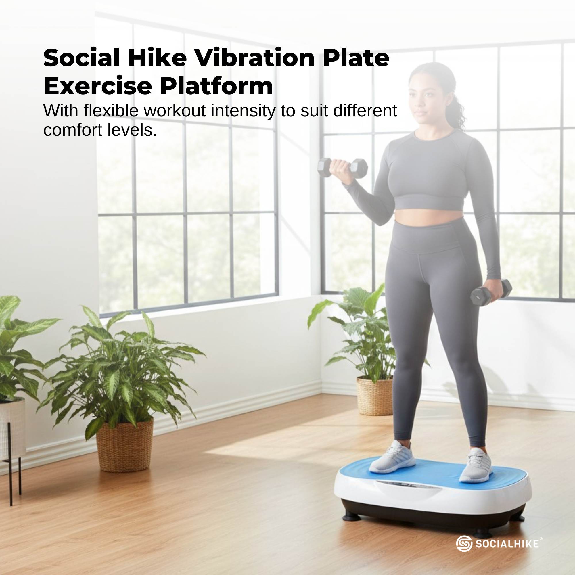 Social Hike 55cm Vibration Plate Machine Full Body Exercise Platform 200W Blue-1