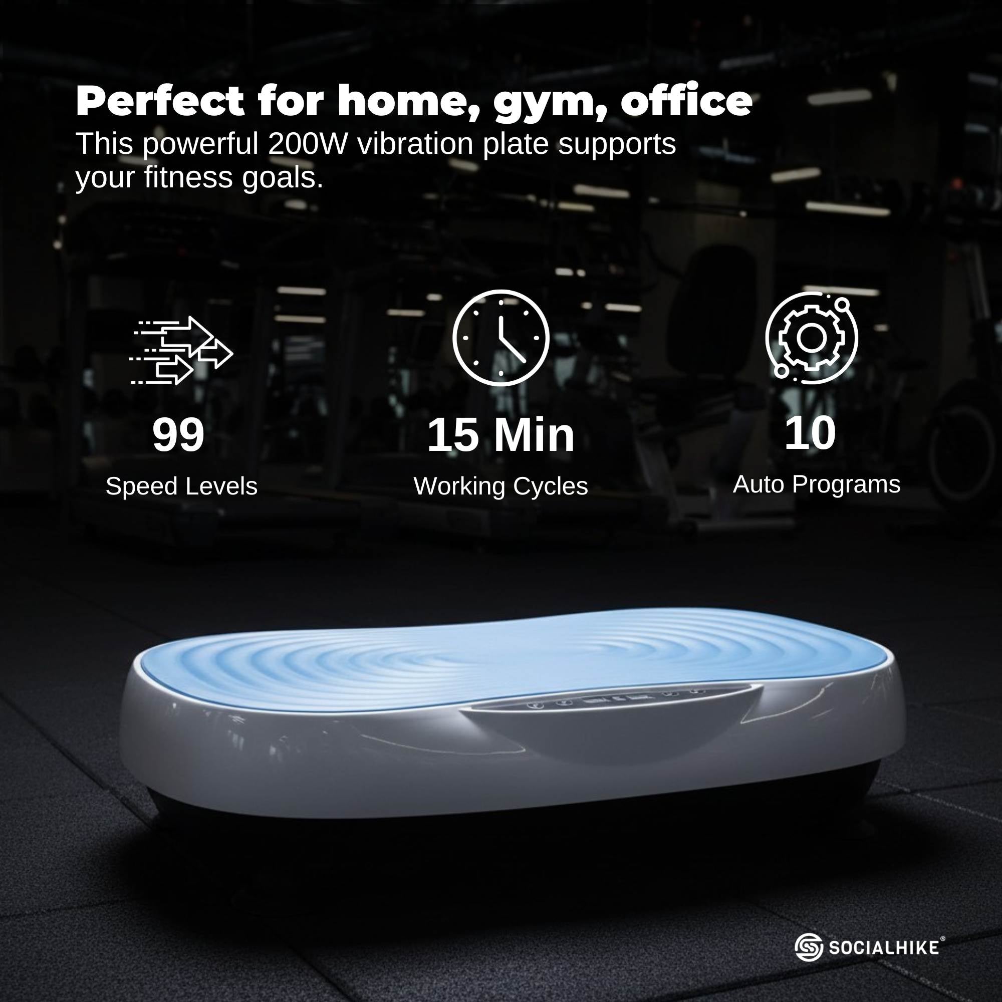 Social Hike 55cm Vibration Plate Machine Full Body Exercise Platform 200W Blue-2