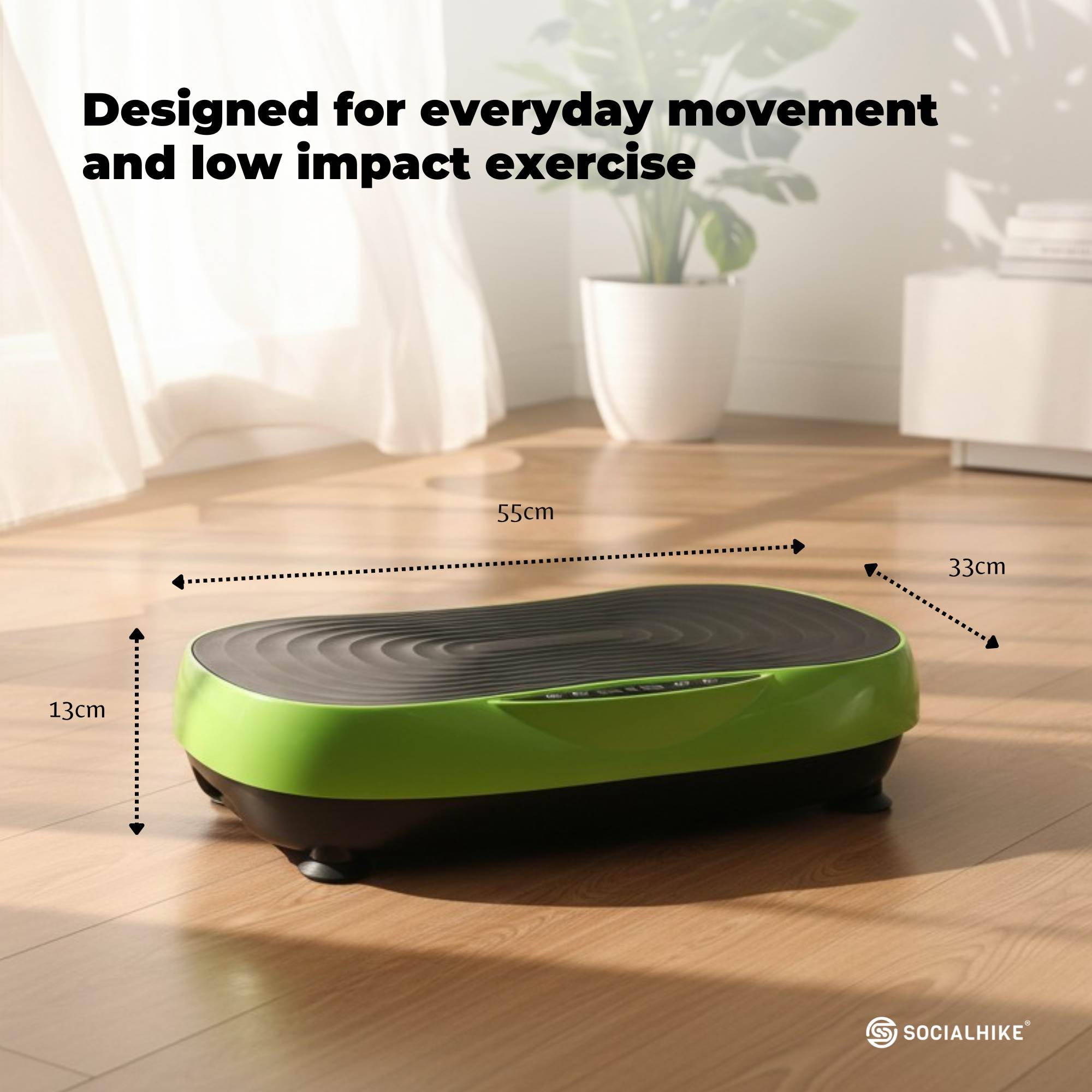 Social Hike 55cm Vibration Plate Machine Full Body Exercise Platform 200W Green-3