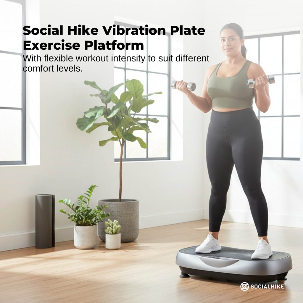 Social Hike 55cm Vibration Plate Machine Full Body Exercise Platform 200W Grey-1