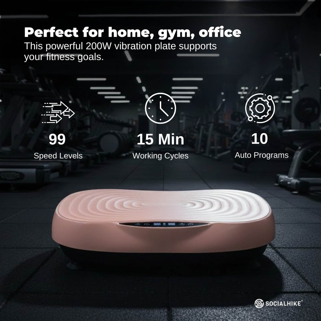Social Hike 55cm Vibration Plate Machine Full Body Exercise Platform 200W Pink-2
