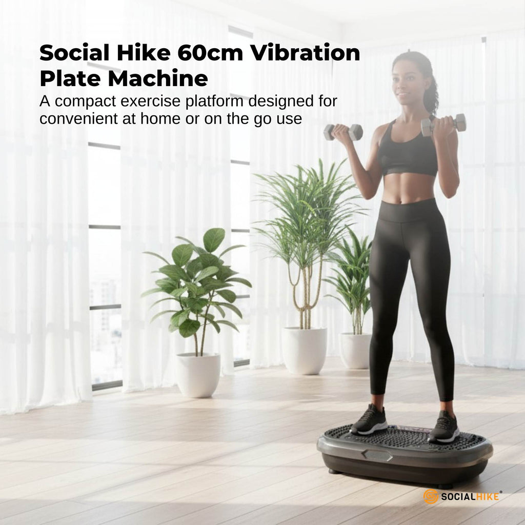 Social Hike 60cm Vibration Plate Machine Full Body Exercise Platform Black-1