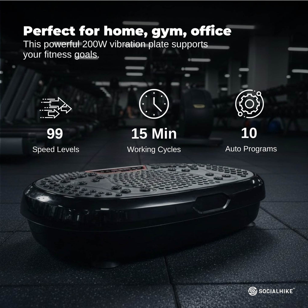 Social Hike 60cm Vibration Plate Machine Full Body Exercise Platform Black-2