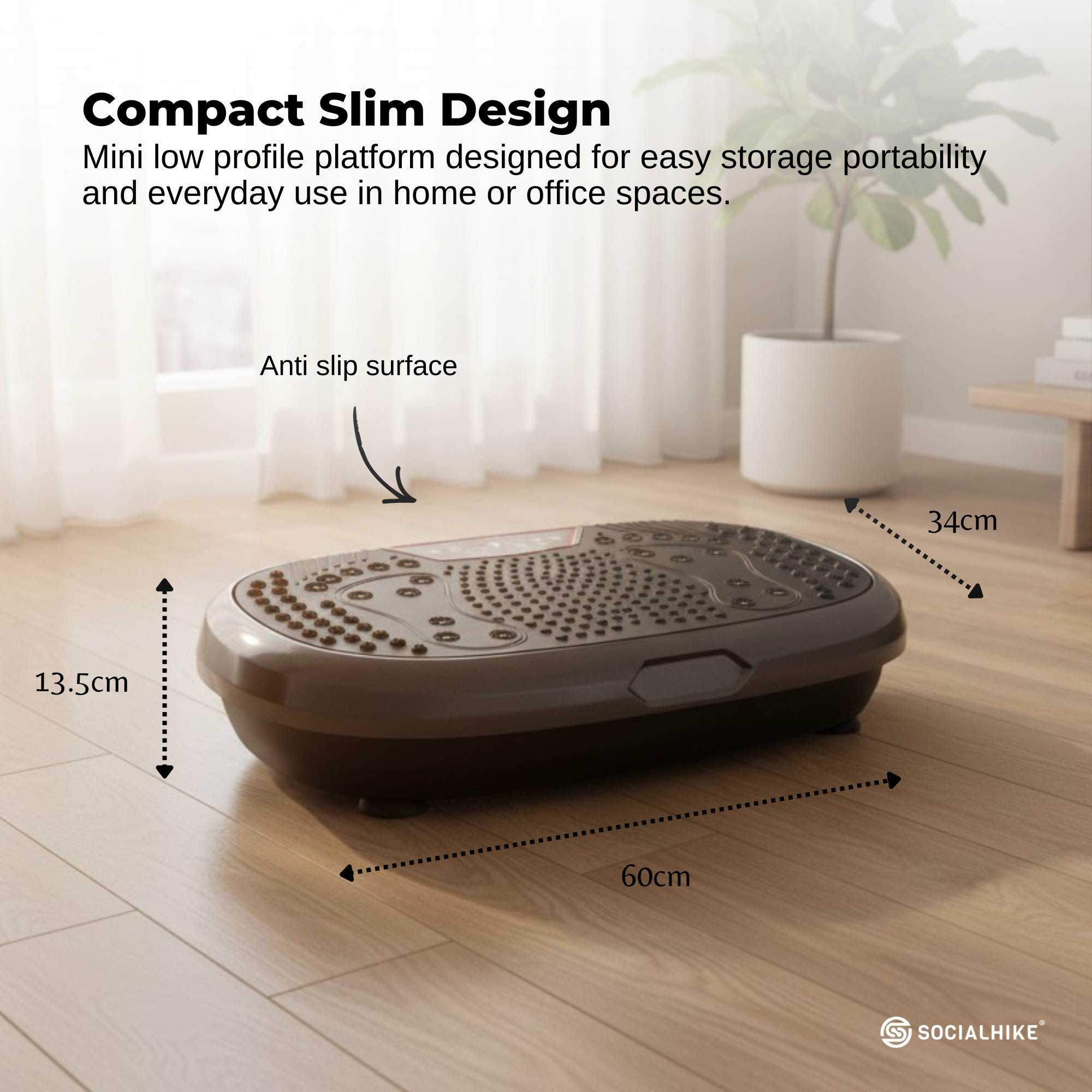 Social Hike 60cm Vibration Plate Machine Full Body Exercise Platform Black-3