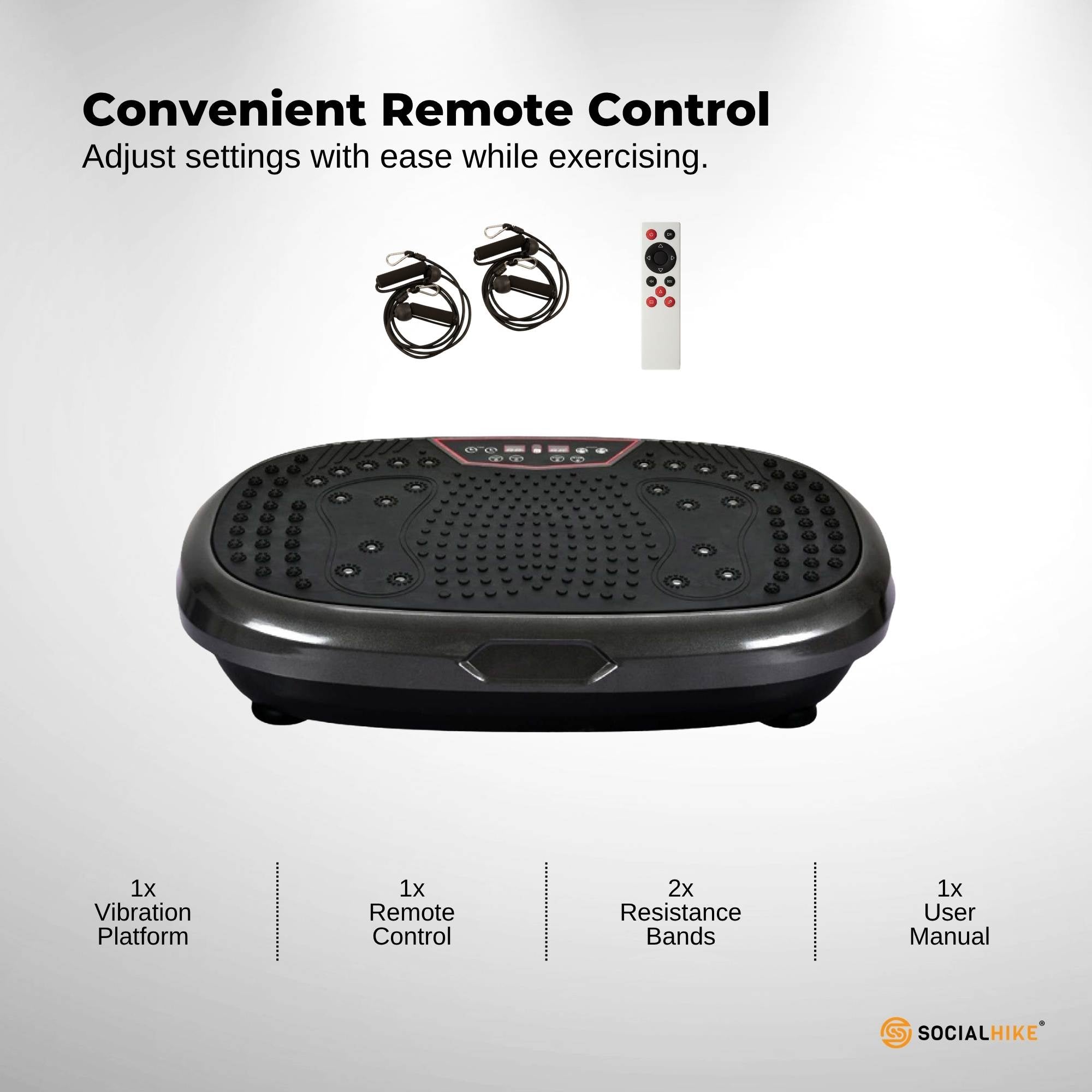 Social Hike 60cm Vibration Plate Machine Full Body Exercise Platform Black-4
