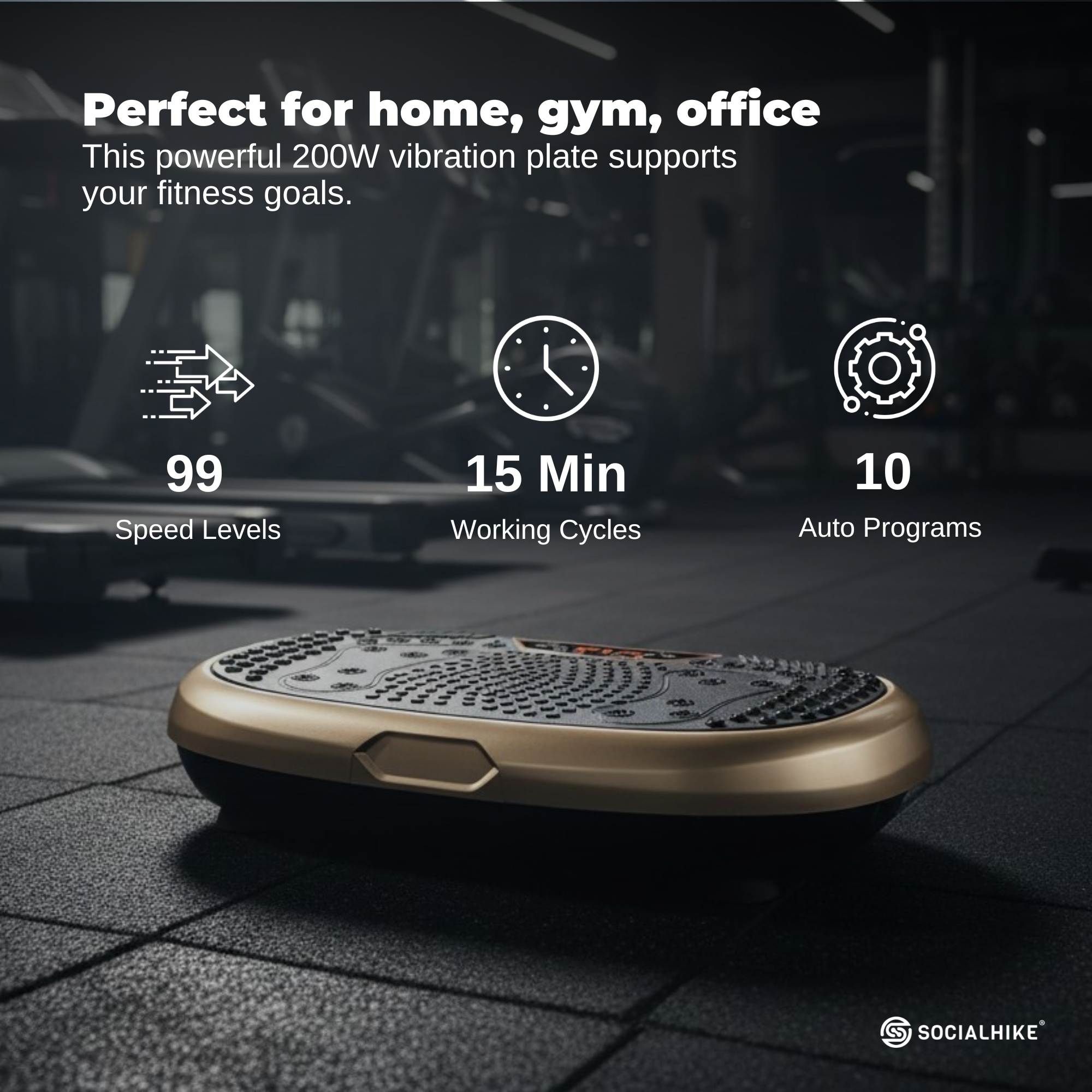Social Hike 60cm Vibration Plate Machine Full Body Exercise Platform Gold-2