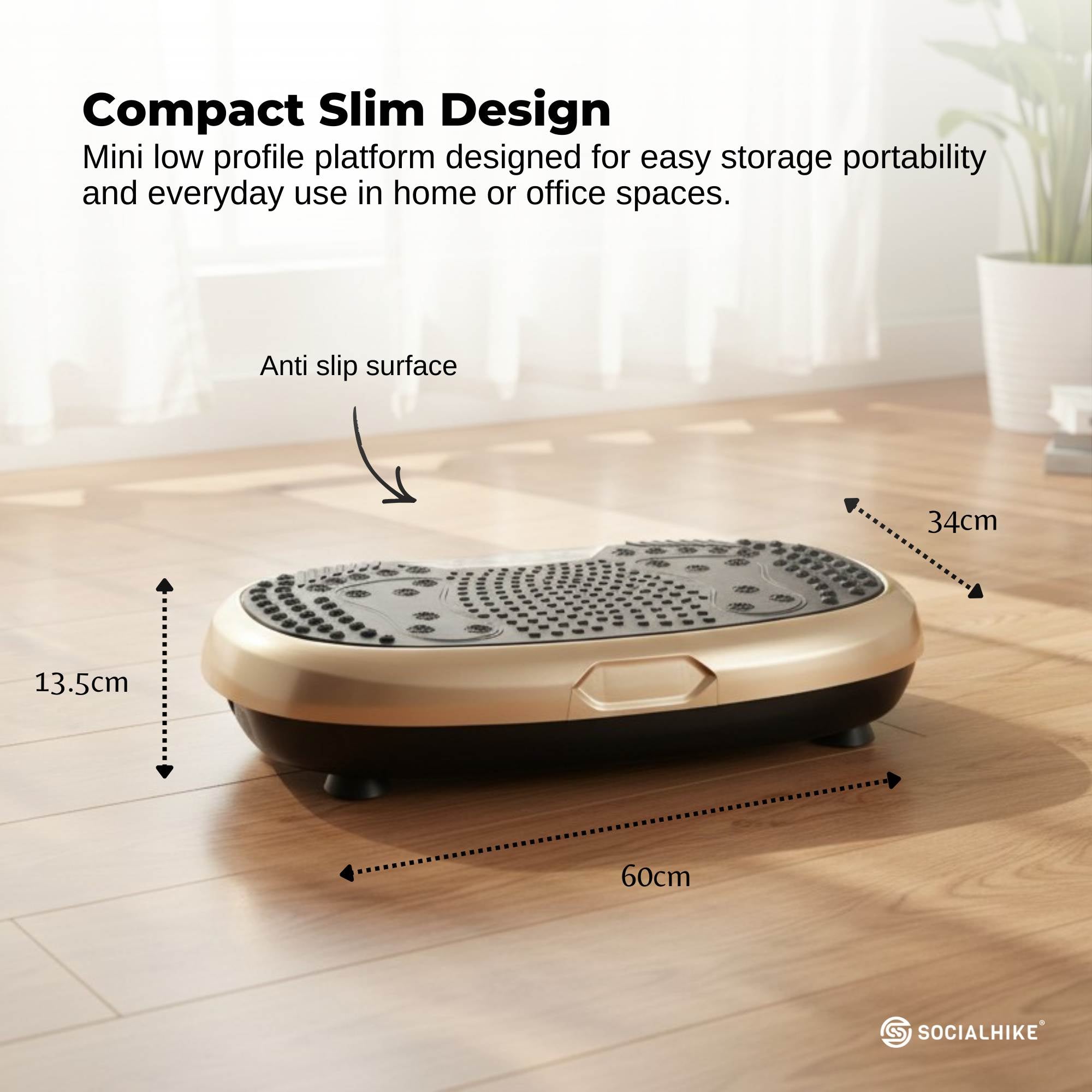 Social Hike 60cm Vibration Plate Machine Full Body Exercise Platform Gold-3