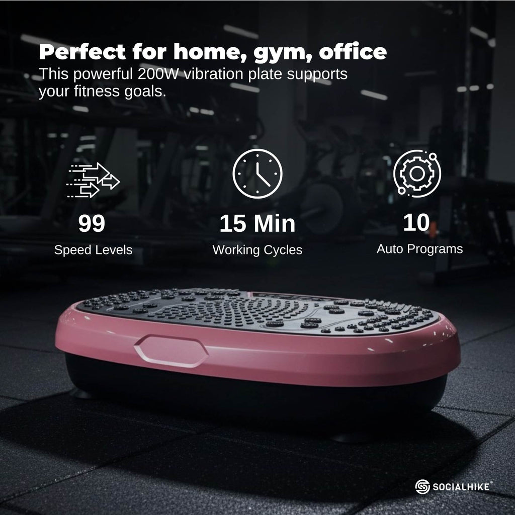 Social Hike 60cm Vibration Plate Machine Full Body Exercise Platform Pink-2