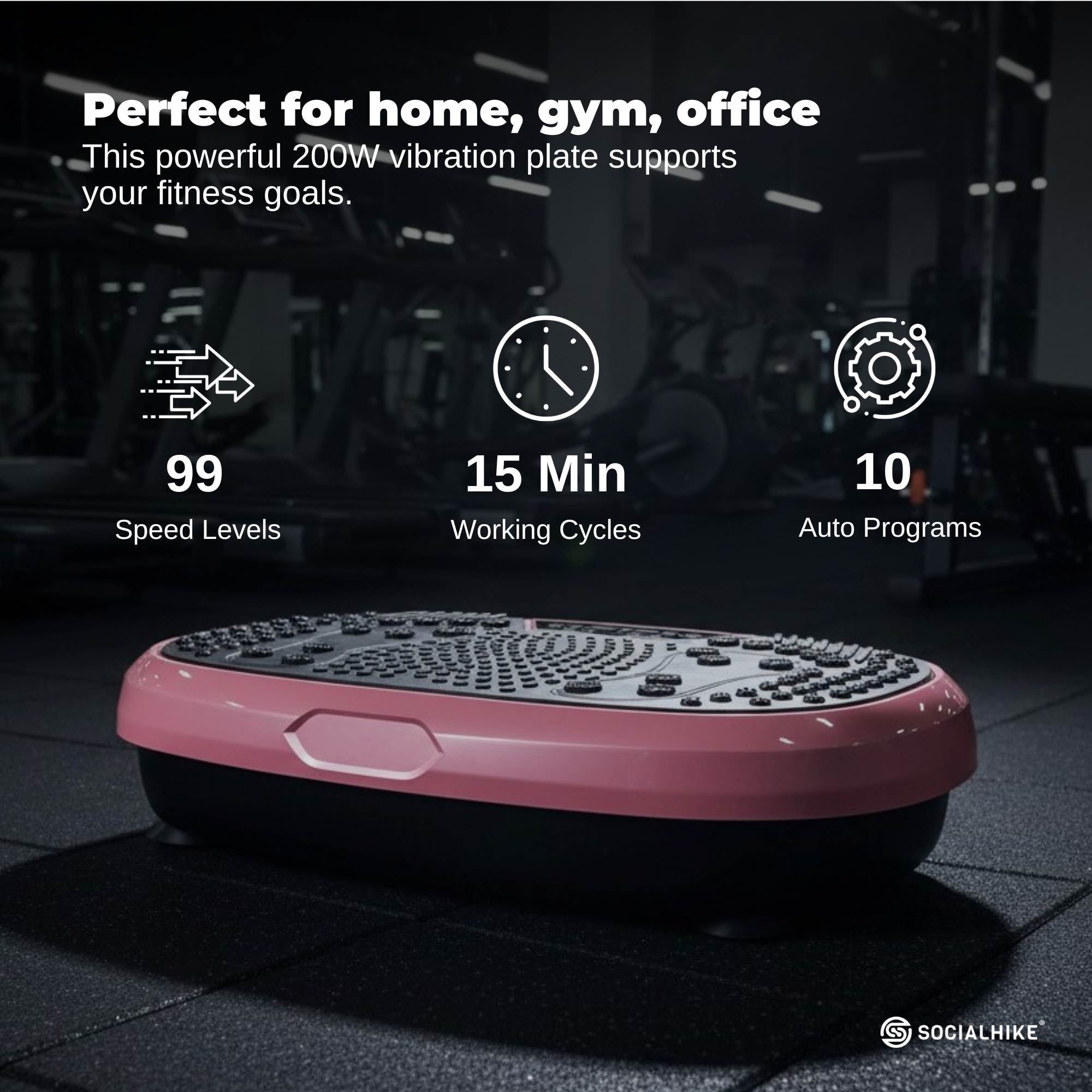 Social Hike 60cm Vibration Plate Machine Full Body Exercise Platform Pink-2