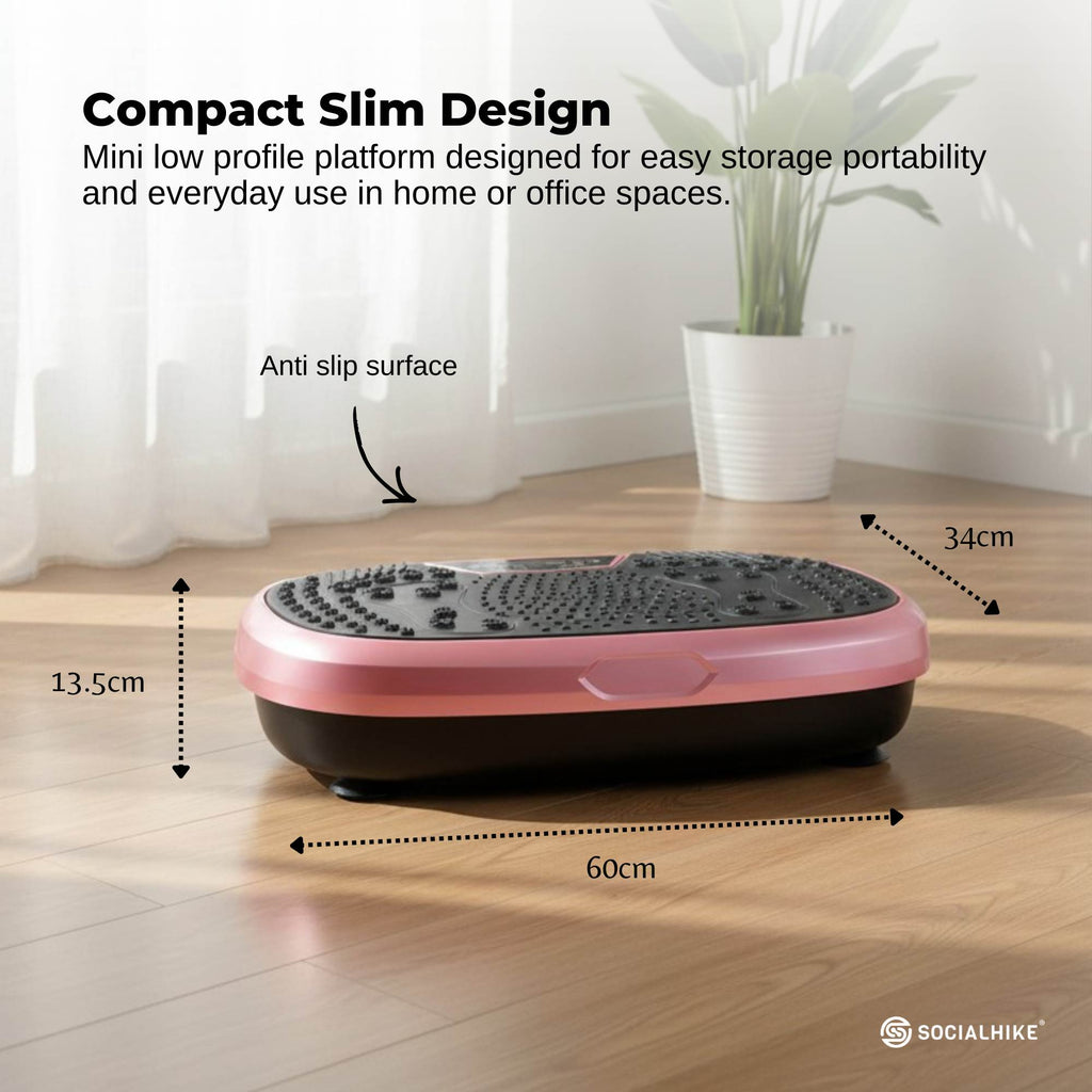 Social Hike 60cm Vibration Plate Machine Full Body Exercise Platform Pink-3