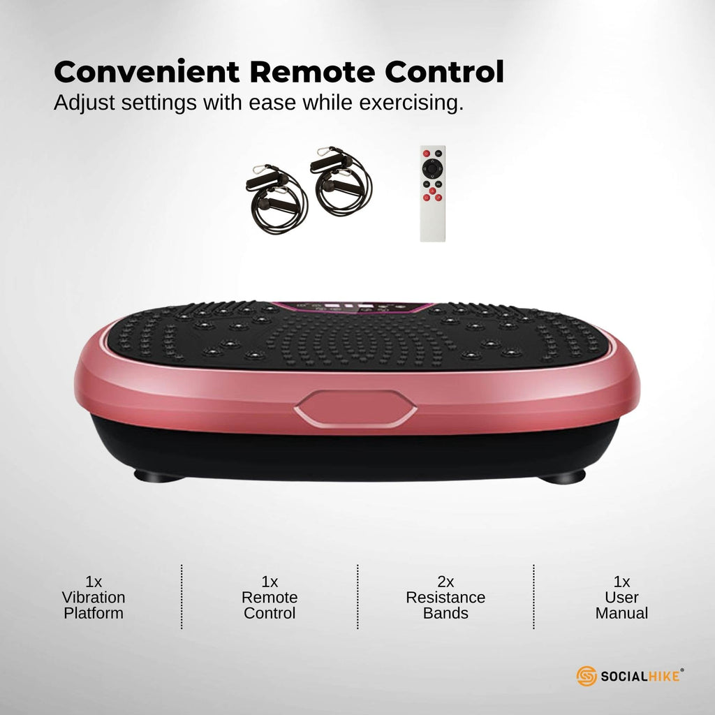 Social Hike 60cm Vibration Plate Machine Full Body Exercise Platform Pink-4