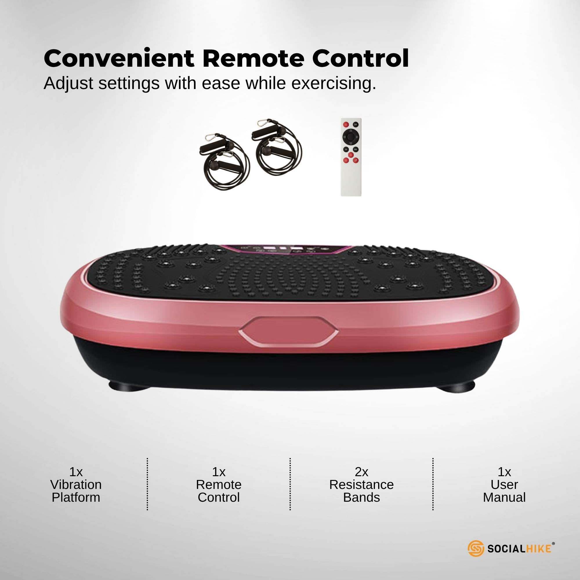 Social Hike 60cm Vibration Plate Machine Full Body Exercise Platform Pink-4