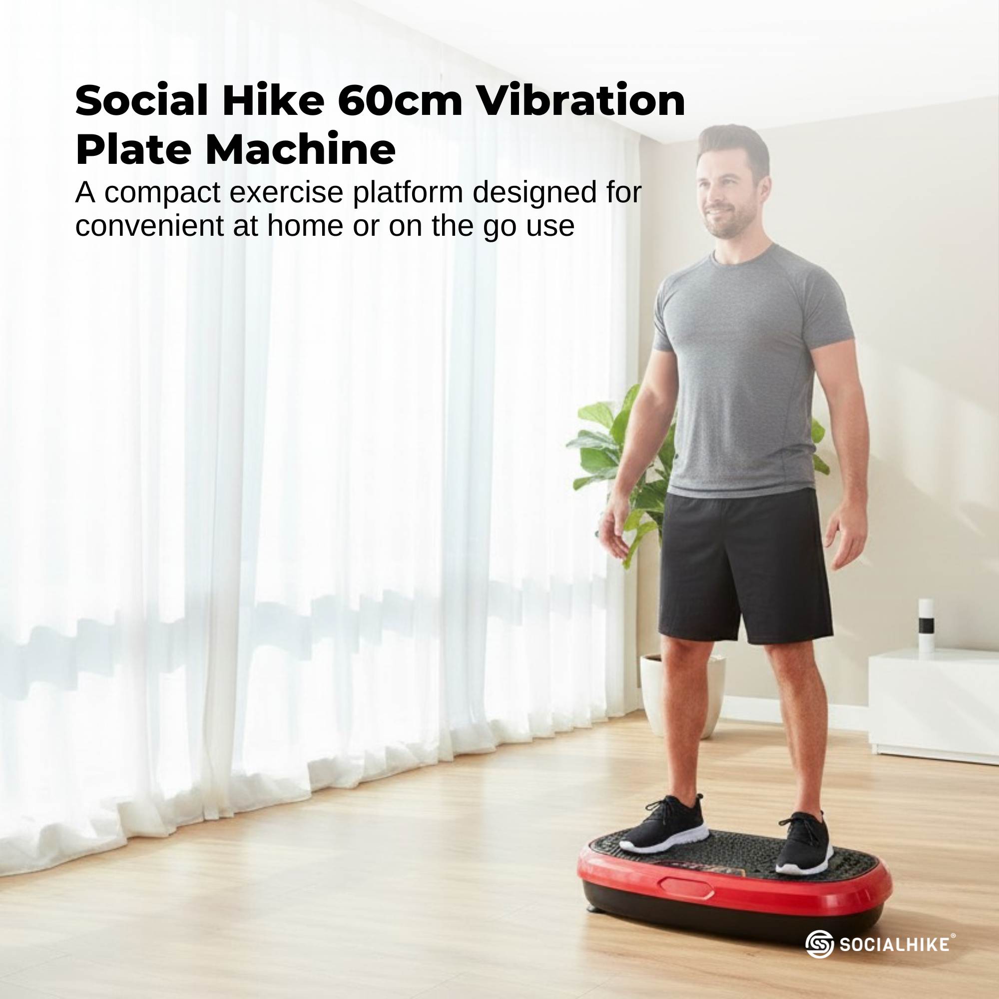 Social Hike 60cm Vibration Plate Machine Full Body Exercise Platform Red-1