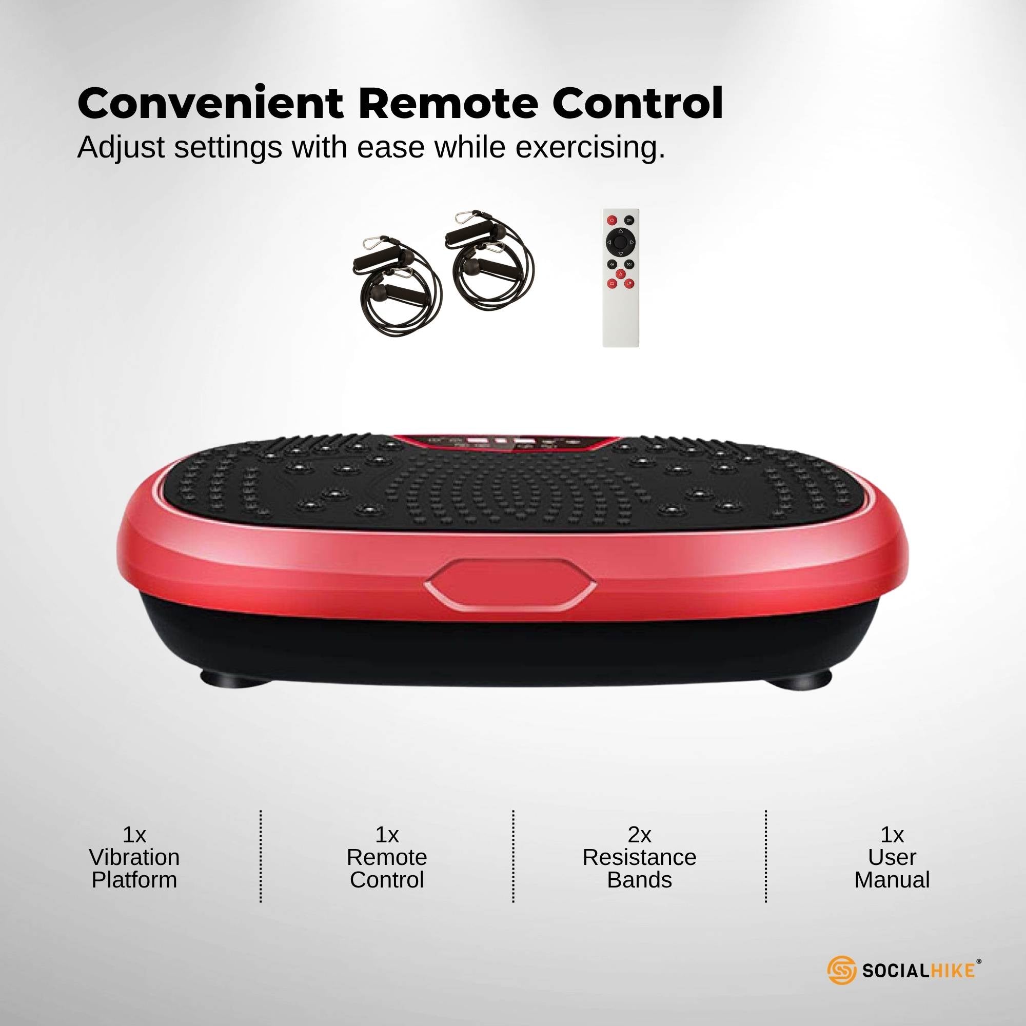 Social Hike 60cm Vibration Plate Machine Full Body Exercise Platform Red-4