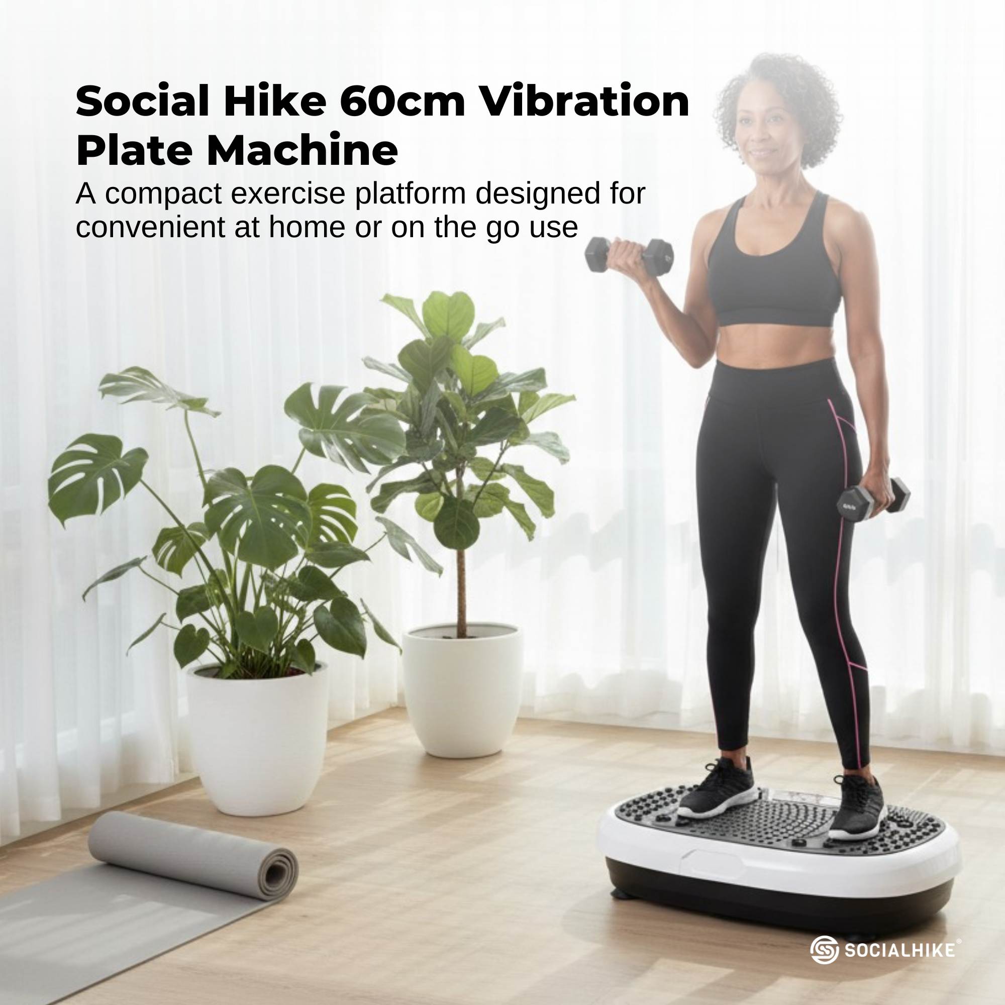 Social Hike 60cm Vibration Plate Machine Full Body Exercise Platform White-1