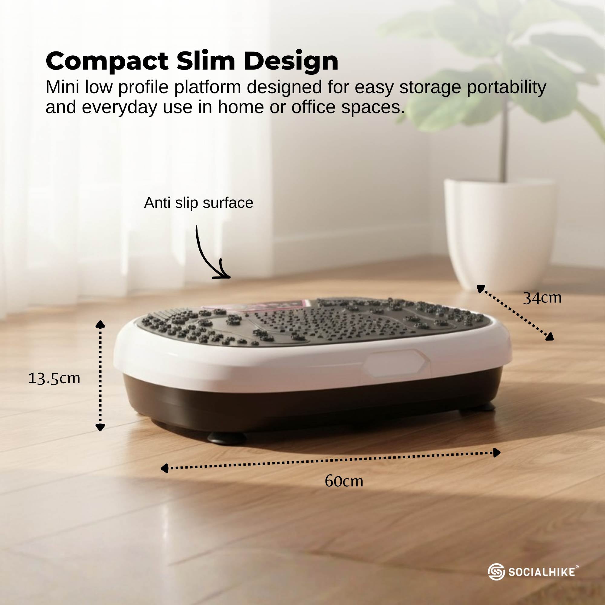 Social Hike 60cm Vibration Plate Machine Full Body Exercise Platform White-3