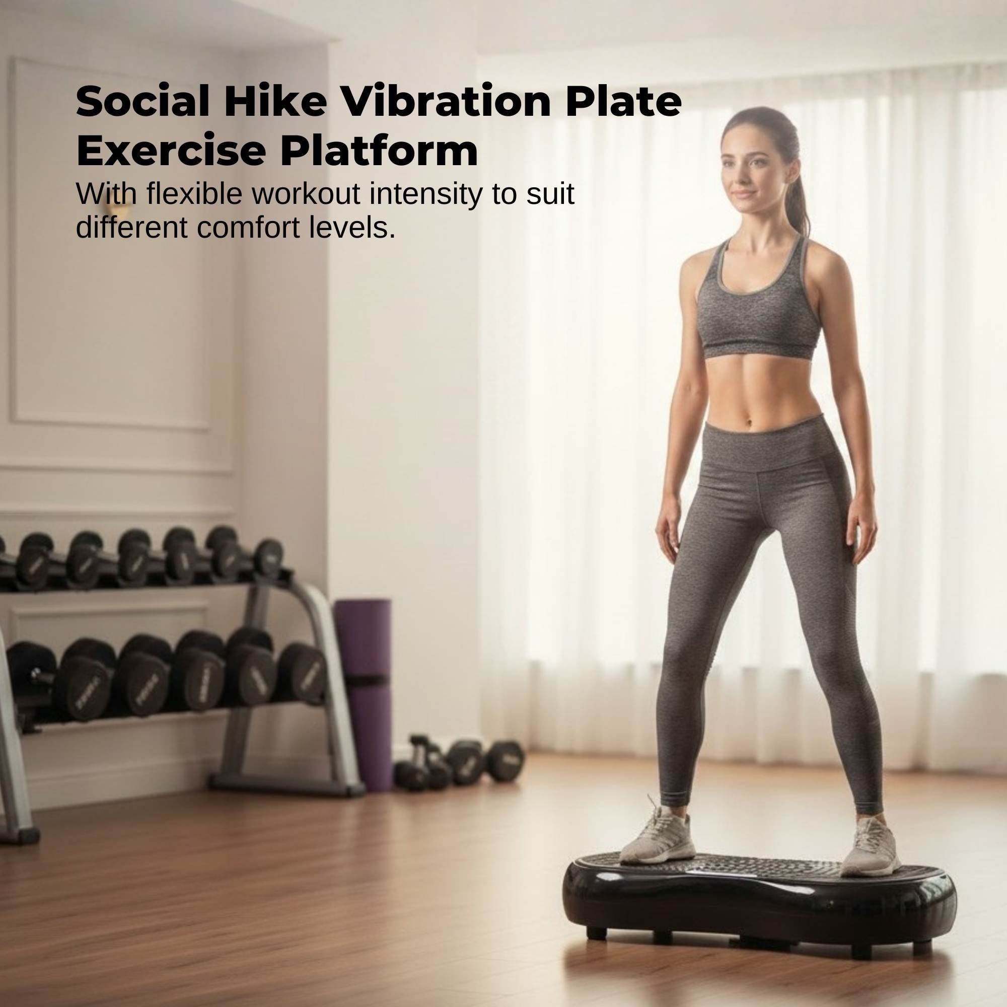 Social Hike 68cm Vibration Plate Machine Full Body Workout Platform Black-1