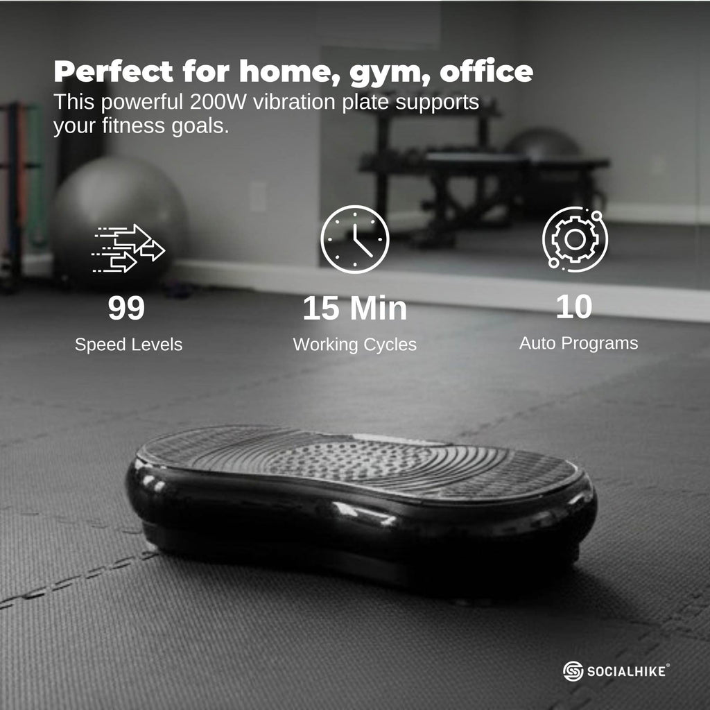 Social Hike 68cm Vibration Plate Machine Full Body Workout Platform Black-2