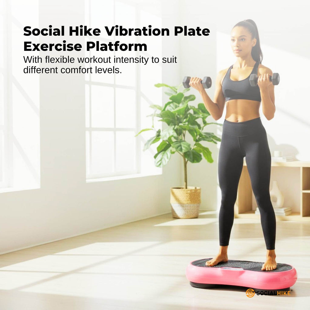 Social Hike 68cm Vibration Plate Machine Full Body Workout Platform Pink-1